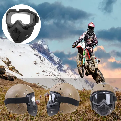 Vista 7 de LJDJ Gafas de motocicleta con máscara extraíble – Gafas de motocross ATV Anti-UV ajustables MX Riding Offroad Ciclismo Moto Gafas protectoras Racing