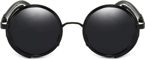 Vista 2 de Dollger Gafas de sol redondas retro vintage Steampunk con marco circular de metal
