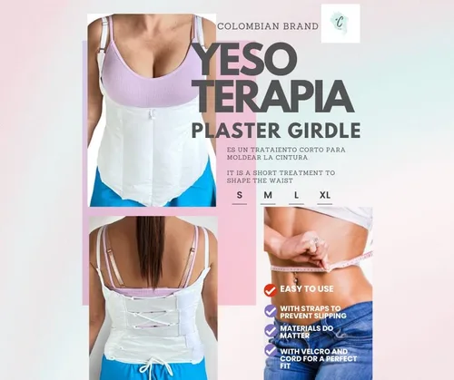 Vista 4 de Colp -Faja de Yeso que moldea abdomen y cintura Fajas Colombianas-entrenador de cintura tabla abdominal posparto Blanco