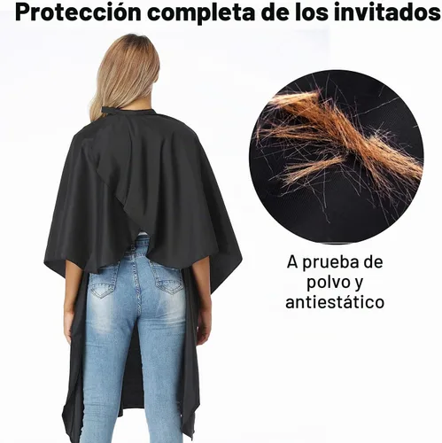 Vista 4 de Minewill Professional Salon Barber Cape for Men/Women, 47 In x 55 In Waterproof, Adjustable Snap Closure, Universal Size, Hair Cutting Cape with