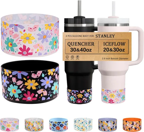 Vista 15 de HEYSKAY Base protectora de silicona para botas Stanley Quencher Adventure de 40 onzas y vaso Stanley IceFlow de 20 onzas y 30 onzas, y compatible