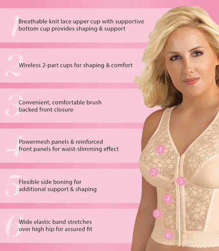 Vista 5 de Exquisite Form 5107565 Fully Slimming Wireless Back & Posture Support Longline Bra with Front Closure & Lace