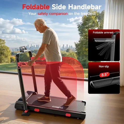 Vista 8 de RHYTHM FUN Cintas de correr para el hogar, caminadora con asas, 13%