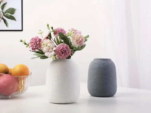Vista 6 de Jarrones blancos, jarrón minimalista, jarrón de cerámica, moderno jarrón de flores para decoración del hogar, se adapta a todas partes, la mejor