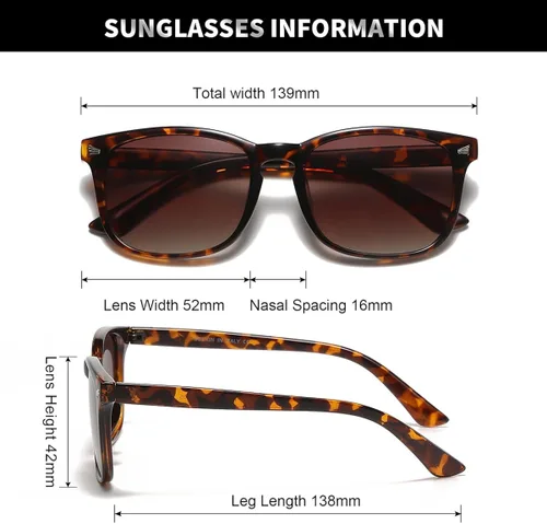 Vista 5 de DUSHINE Gafas de sol polarizadas para mujer, estilo clásico retro, 100% protección UV (paquete de 3)