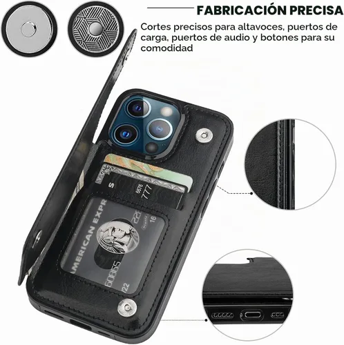 Vista 7 de ONETOP Funda tipo cartera para iPhone 13 Pro con tarjetero, color negro