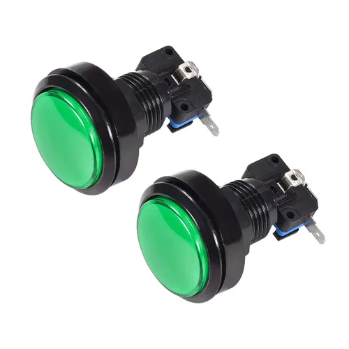 Vista 6 de uxcell Botón pulsador de juego 1.811 in redondo 12V LED iluminado interruptor de botón con micro interruptor para videojuegos arcade azul 2 unids