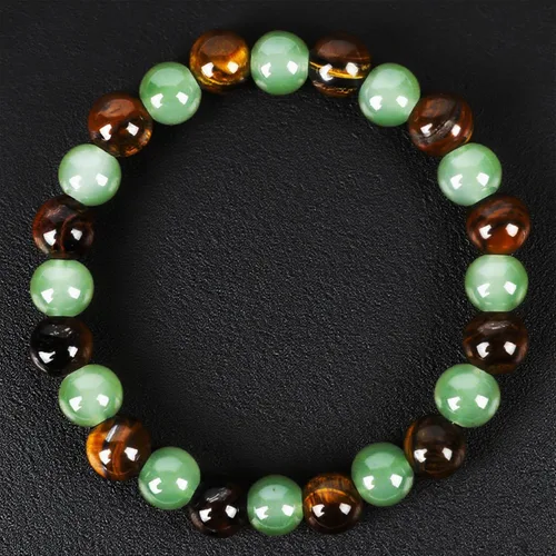 Vista 6 de Pulsera de triple protección con cuentas de ojo de tigre, obsidiana negra y hematita para hombres y mujeres, cuentas de piedras naturales y cristal