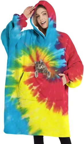 Vista 13 de Wearable Oversized Blanket,Sherpa Blanket Hoodie with Super Pockets,Super Warm Fuzzy Pullover for Women & Men