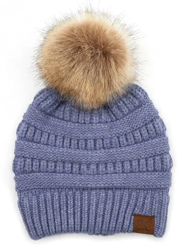 Vista 58 de Gorro unisex liso con pompón y ribete (HAT-43) de C.C Hatsandscarf Exclusives Marfil