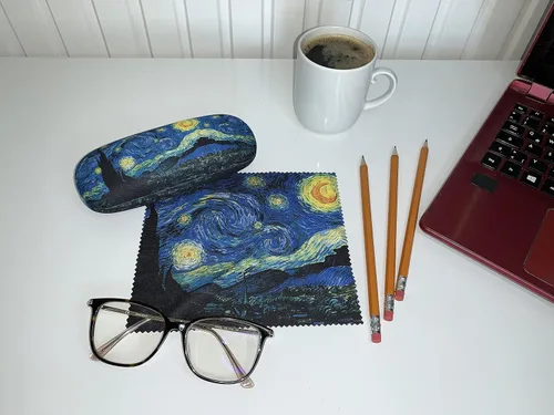 Vista 4 de Estuche para gafas Vincent van Gogh Noche estrellada Presente paño de limpieza Estuches ligero Estable Arte, Varios