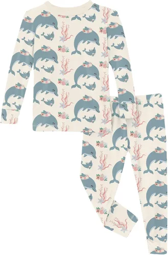 Vista 115 de KicKee Pants Conjunto de pijama de manga larga con estampado de piezas