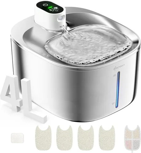 Vista 9 de Paquete de 4 filtros de fuente de agua para gatos y 16 esponjas de prefiltro para FS10pro, filtros de repuesto de 6 capas para fuente inalámbrica