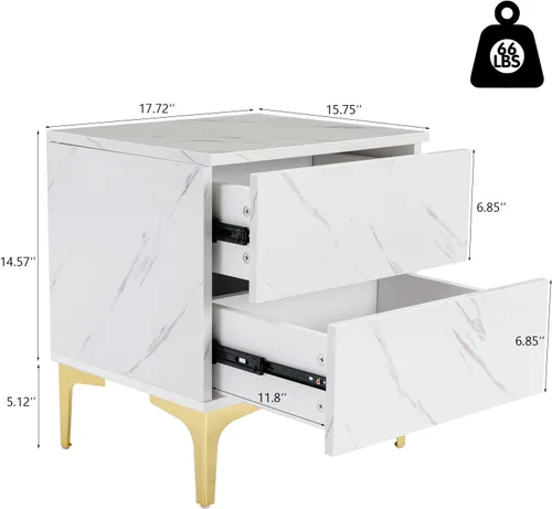 Vista 5 de COSVALVE Juego de muebles para sala de estar, Mesa de café rectangular de alto brillo y diseño moderno, Mesa lateral y mesita de noche con cajones