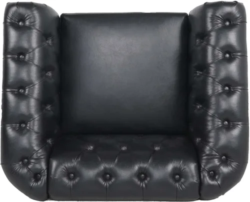 Vista 4 de LEVNARY Sillón Tapizado en Cuero, Silla Sofá Individual Estilo Mediados de Siglo Moderno con Brazos Curvos y Tachuelas, Silla Chesterfield de Cuero