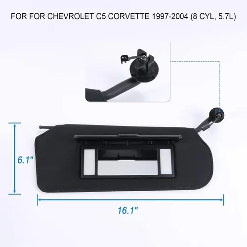 Vista 4 de Parasol automotriz BUSIDN con luces LED brillantes actualizadas, reemplazo de parasoles para Corvette C5 Chevrolet 1997-2004, reemplaza 10442033