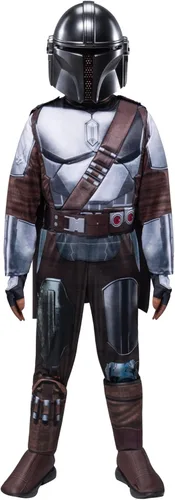 Vista 5 de Star Wars The Mandalorian - Disfraz oficial de Halloween para jóvenes, overol acolchado con guantes, capa desmontable, máscara de plástico