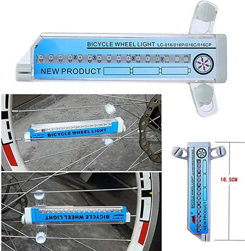 Vista 5 de Luz de rueda de bicicleta, luces de rueda de neumáticos de bicicleta, 32 luces LED de flash con radios, 32 patrones diferentes, cambio de luces
