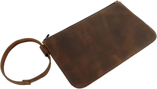 Vista 5 de Heather's, Bolso de mano rústico hecho a mano de cuero de grano completo - Guarda pequeños objetos de valor en esta funda de viaje, bolsa