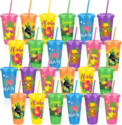 Vista 12 de Kochorie 18 tazas de fiesta de fútbol de 24 onzas con tapas y pajitas, vaso de plástico reutilizable, tazas de viaje para niños, entrenadores
