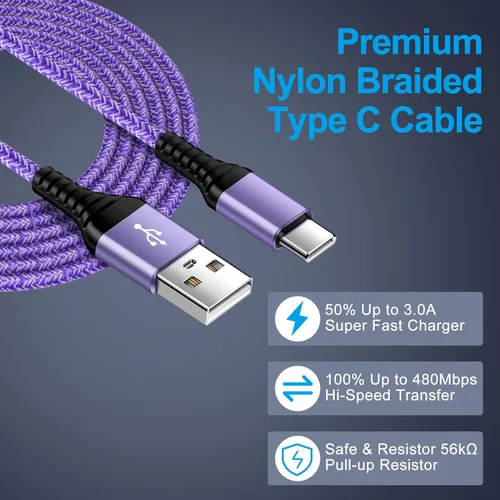 Vista 6 de Cable USB a C de carga rápida para iPhone 17e 17 Pro Max Air 16e 16 Pro Max 16 Pro 15 Plus 15,3.1A cable USB tipo C, cargador de teléfono Android