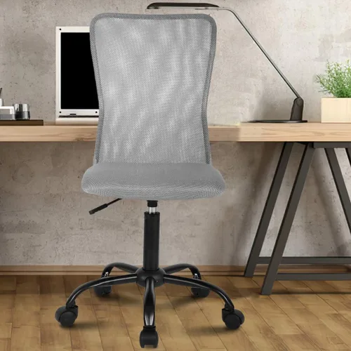 Vista 15 de Silla de oficina, silla de computadora con soporte lumbar, ergonómica, respaldo medio, malla ajustable, altura ajustable, silla giratoria sin Negro