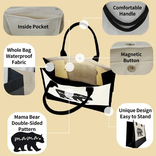 Vista 7 de Mothers Day Gifts for New Mom Pregnancy Gifts Tote Bags for Women Mommy Mama Tote Bag for Hospital Shopping Birthday