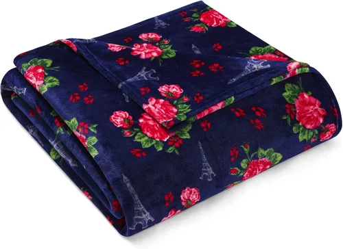 Vista 7 de Betsey Johnson Manta tamaño King, ropa de cama de felpa suave con acogedor reverso de sherpa, manta para sofá o cama, ligera para todas