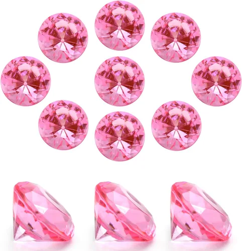 Vista 17 de 100 piezas de diamantes de acrílico transparente de 1 pulgada para decoración de mesa de boda, confeti de gemas para relleno de jarrones, decoración