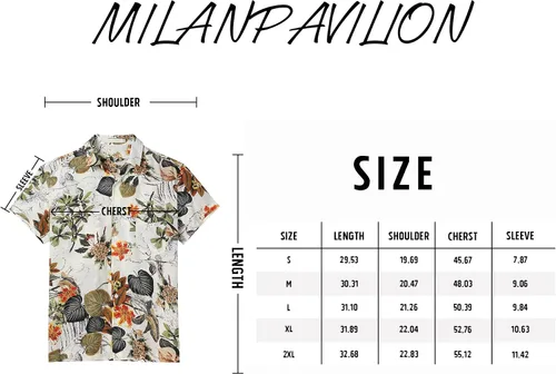 Vista 7 de milanpavilion Camisa hawaiana para hombre, camisa de verano con flores de playa, camisas de manga corta con botones para hombre