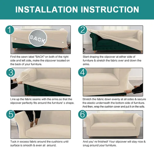 Vista 6 de UNBBRRL Funda de sofá Chesterfield de jacquard elástico, fundas de cojín gruesas para sofá, protector de muebles para sala de estar