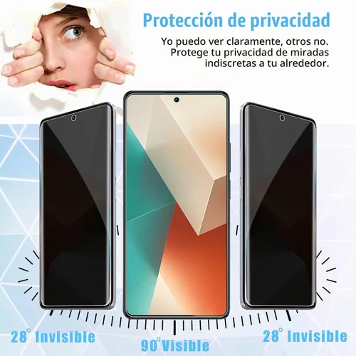 Vista 3 de [2+2 unidades para Xiaomi Redmi Note 13 Pro+ Protector de pantalla de privacidad flexible (no vidrio templado) y protector de pantalla de lente