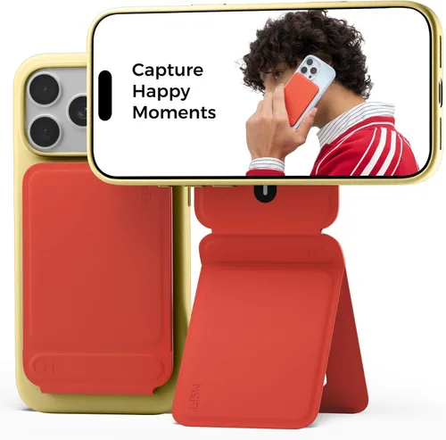 Vista 15 de MOFT Soporte de trípode para teléfono para iPhone, soporte para iPhone multiángulo, soporte para teléfono ligero y portátil, imanes fuertes, cuero