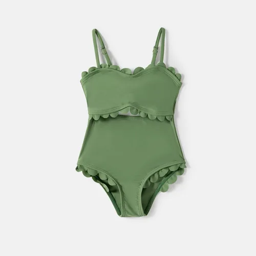 Vista 6 de IFFEI Mommy and Me - Trajes de baño de una pieza para mujer, con corte festoneado, monokini