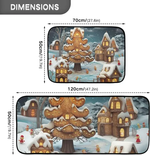 Vista 3 de Christmas Tree Kitchen Mat Set of 2, Non-Slip Kitchen Rug for Floor, Waterproof Sink Carpet for Home, Office, Laundry 20848428