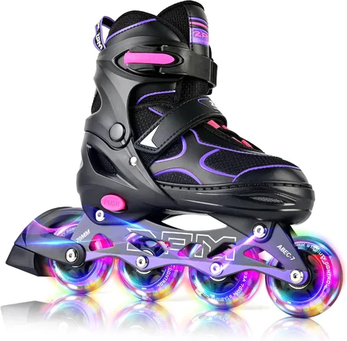 Vista 13 de 2PM SPORTS Patines en línea para niños y niñas, niños de 5 a 8 a 12 años, 4 a 6, 6 a 12 años, con ruedas iluminadas, cuchillas ajustables