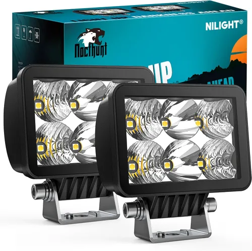 Vista 13 de Nilight - Juego de 2 focos LED para motocicleta de 2 pulgadas y 20 W, haz focalizado cuadrado, luz de trabajo mini para conducción, incorporada EMC