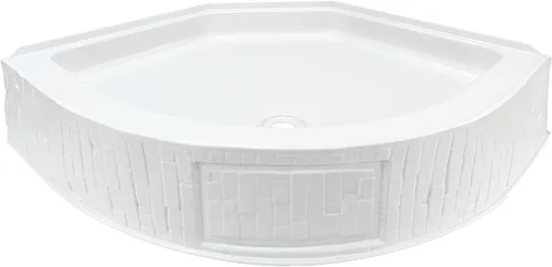 Vista 2 de RecPro Plato de ducha esquinero para RV de 34" x 34" Plástico ABS Base texturizada antideslizante Borde de 9.5" Sin accesorios de drenaje