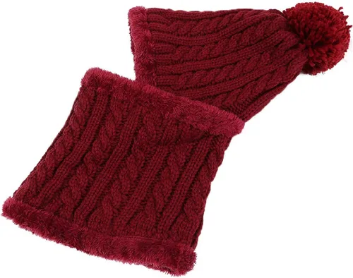Vista 6 de HUAMULAN Gorro de invierno para mujer, de una pieza, con forro polar, pasamontañas, conjunto de máscara de pasamontañas, bufanda de cuello