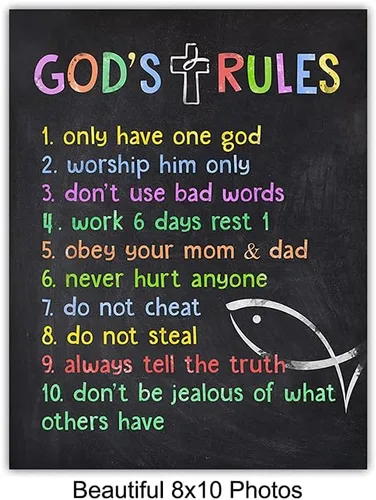 Vista 5 de 10 Diez Mandamientos – Arte de pared de oración de los Señores – Salmo 91 – Decoración de pared religiosa – Arte cristiano para mujeres y niños