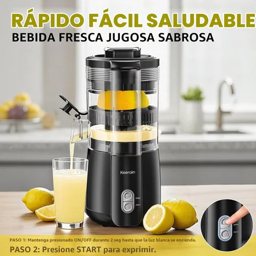 Vista 2 de Exprimidor de limón eléctrico, máquina exprimidora de cítricos sin manos con cepillo de limpieza, exprimidor automático para limón, lima, pomelo