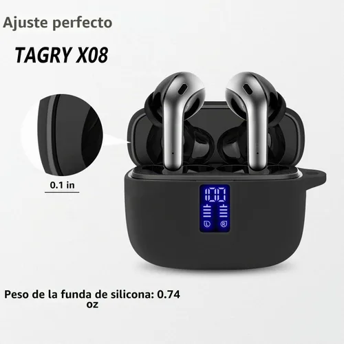 Vista 2 de Geiomoo Funda de silicona compatible con TAGRY X08, funda protectora con mosquetón (negro)