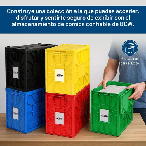 Vista 6 de BCW Recipiente corto para cómics Capacidad para 150 cómics Almacenamiento de plástico apilable Organizador sin ácido Rojo, paquete de 2