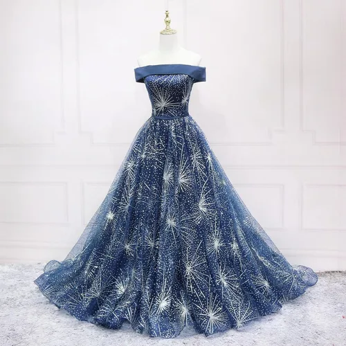 Vista 2 de Vestido de quinceañera de noche con cordones para mujer, vestido de quinceañera de noche con cuentas azules, vestido de gala de 16 concursos de gala
