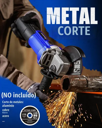 Vista 3 de AVID POWER Amoladora angular de 4-1/2 pulgadas, amoladora eléctrica de 750 W, 6.5 amperios, 11500 RPM, con muelas, mango auxiliar, llave para Azul