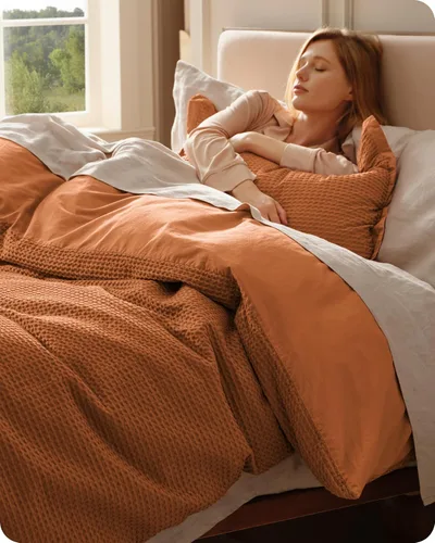 Vista 46 de Bedsure Funda de edredón de 100% algodón tamaño individual, tejido gofre, color blanco coco, GentleSoft y transpirable, juego de cama para regalo, 2