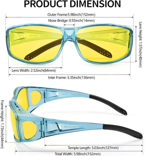 Vista 2 de URUMQI Gafas de conducción de visión nocturna para hombres y mujeres, lentes polarizados antirreflejos, lentes de alta definición amarillas