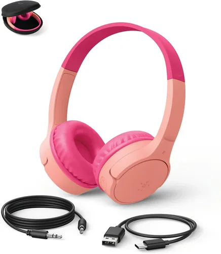 Vista 16 de Belkin SoundForm Mini - Auriculares inalámbricos Bluetooth para niños, batería de 30 horas, límite de volumen seguro de 85 dB, micrófono integrado