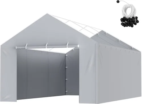 Vista 77 de VEVOR Cobertizo Tienda de Almacenamiento Exterior Portátil Resistente de 6 x 8 x 7 pies, Refugio de Cochera Garaje Impermeable con Puerta Enrollable