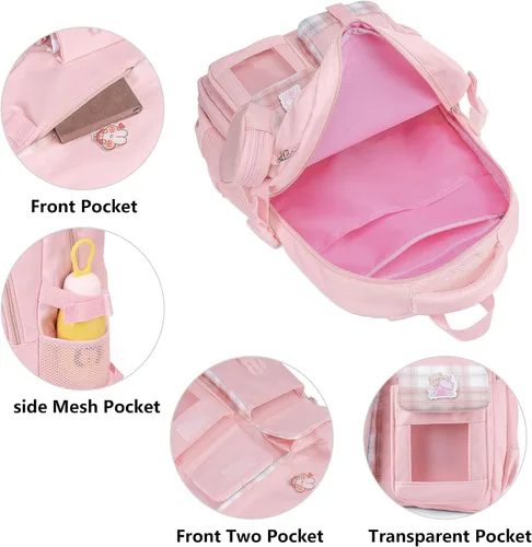 Vista 4 de TOTEXISAP Mochila para niñas, mochila escolar para niñas, mochila escolar grande para niños, estudiantes, escuela primaria.., Rosado-2, Unicornio
